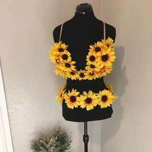 🌻 Custom Sunflower Bra and Belt